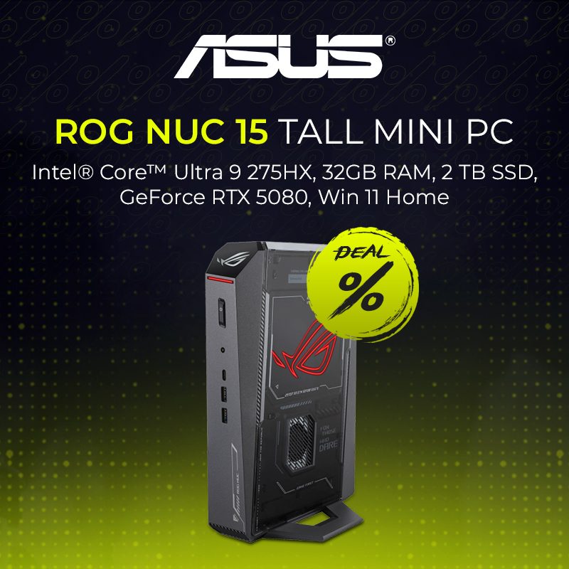 ASUS ROG NUC 15 Tall Mini PC RNUC15JNK9X28AA2 Intel® Core™ Ultra 9 275HX
